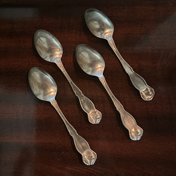 Vintage William Roger’s USA States Spoon Eagle AA Silver Teaspoons Set of Four - Picture 2 of 4